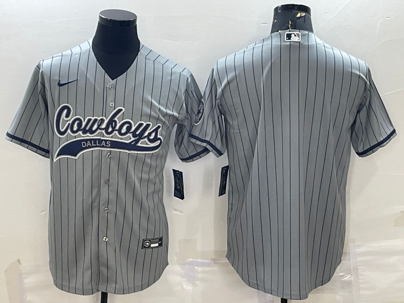 Men's Dallas Cowboys Blank Grey With Patch Cool Base Stitched Baseball Jersey